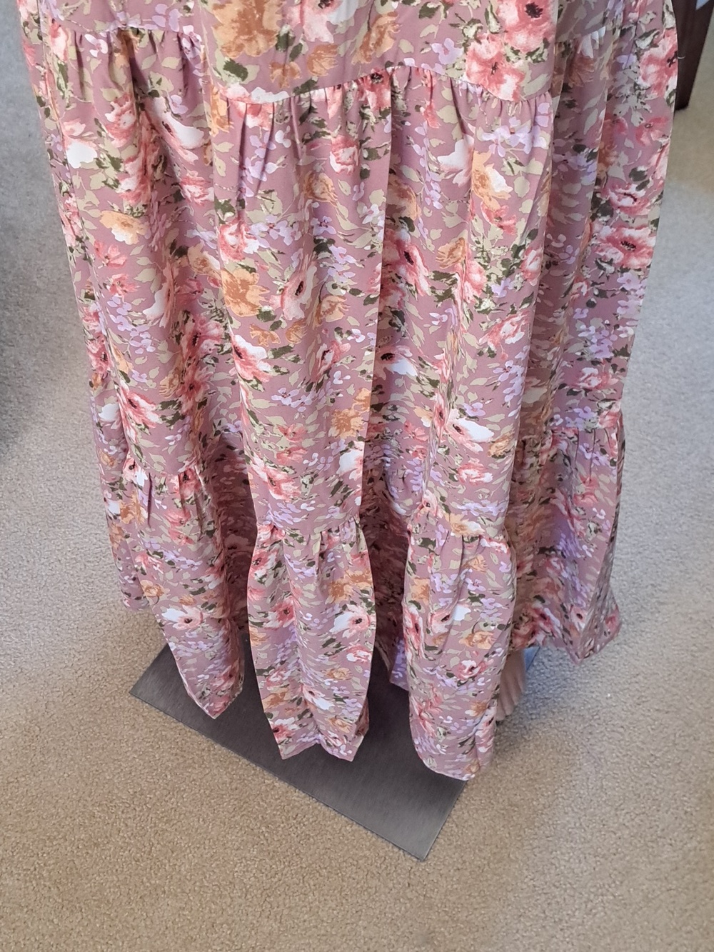 Inmod Floral Pink Maxi Dress with Puff Sleeves L Ptp 19" - Picture 4 of 8